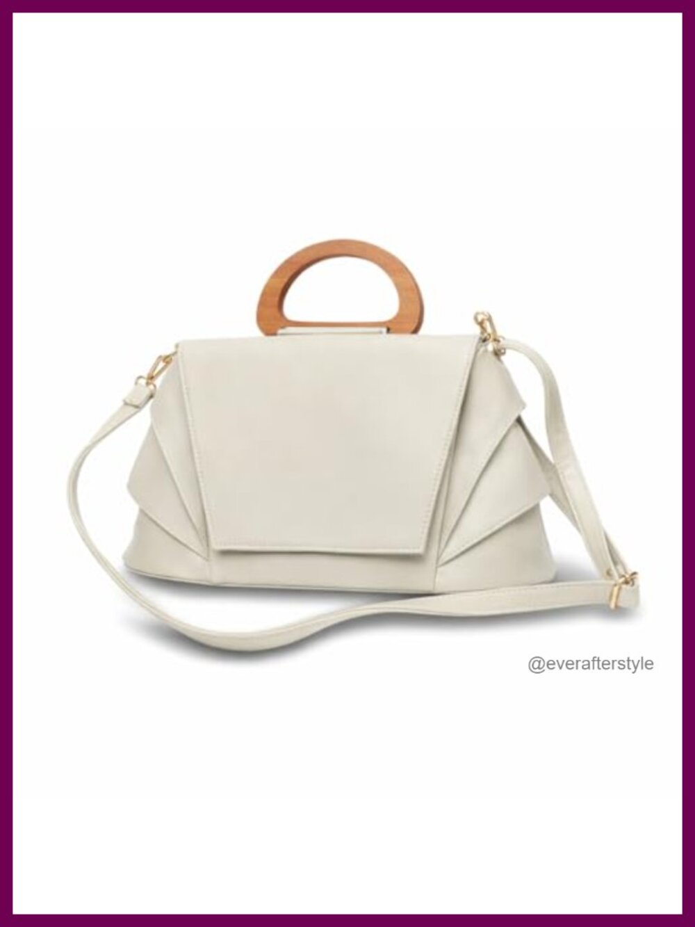 Vegan Leather Satchel Purse with Wooden Handle Structured Crossbody Shoulder Bag